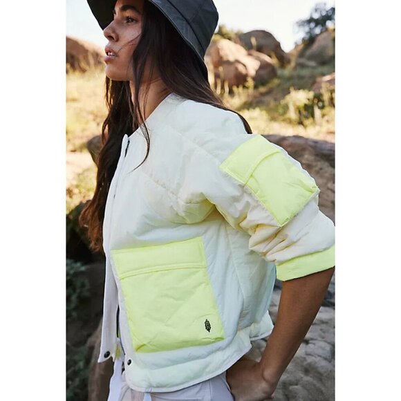FREE PEOPLE Outta Left Field Jacket in Neon Green Size Small - Picture 14 of 15